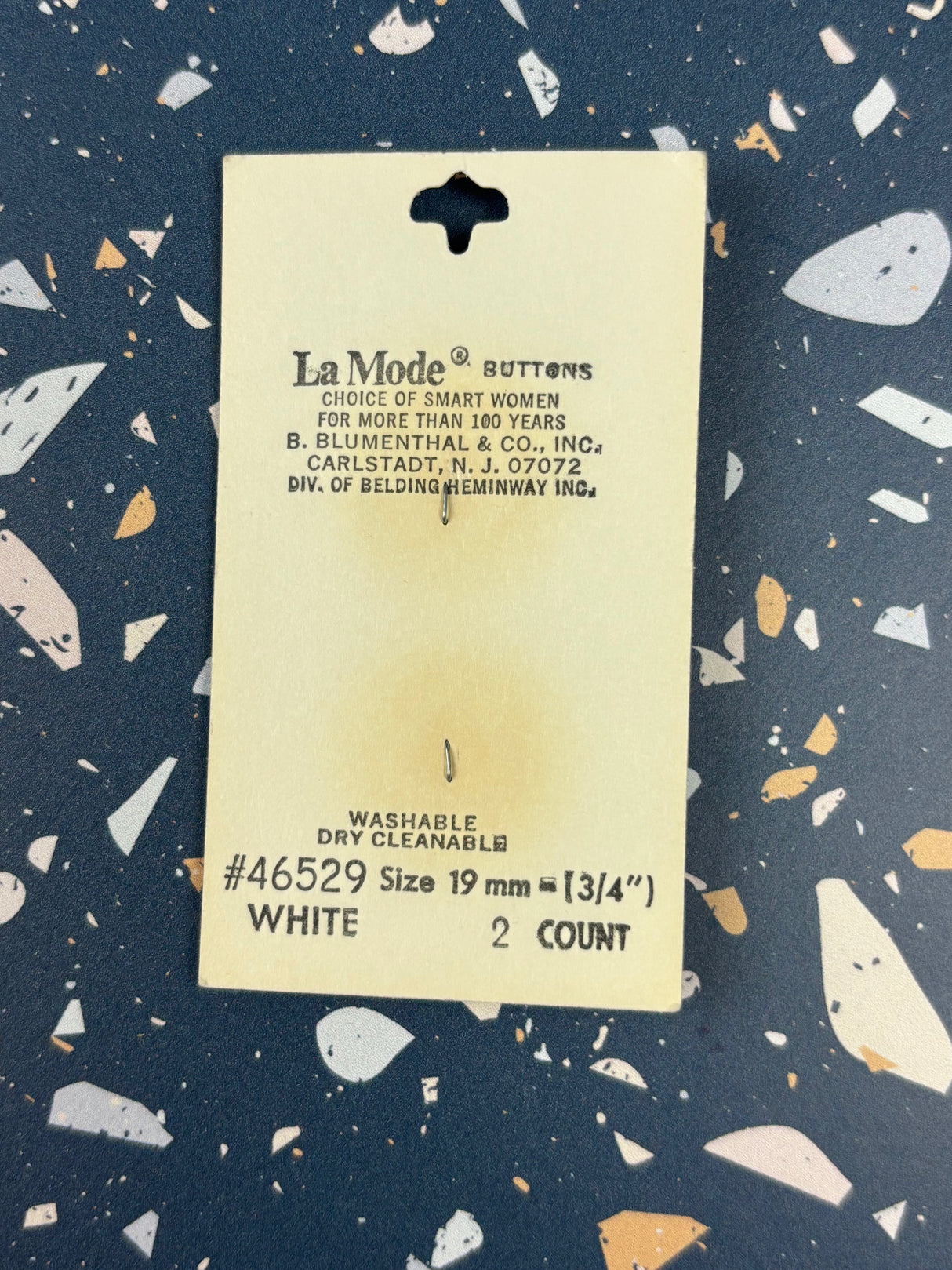 1980’s La Mode Cream and Unicorn Skin Pearlescent Buttons - Set of 2 - 3/4” - on card