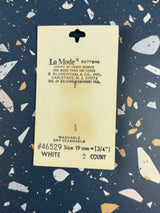 1980’s La Mode Cream and Unicorn Skin Pearlescent Buttons - Set of 2 - 3/4” - on card