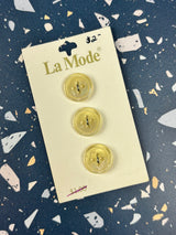 1980’s La Mode Cream and Unicorn Skin Pearlescent Buttons - Set of 3 - 5/8” - on card