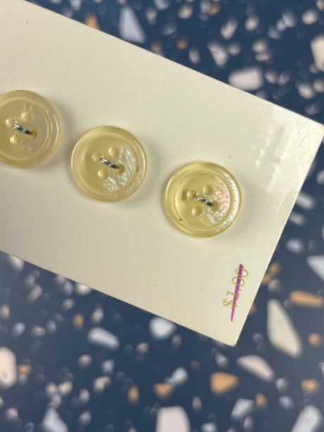 1980’s La Mode Cream and Unicorn Skin Pearlescent Buttons - Set of 3 - 5/8” - on card