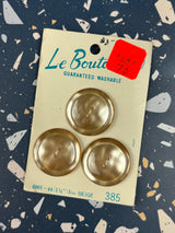 1970’s Le Bouton Beige Pearlescent Plastic Buttons - Set of 3 - 1 1/8” - on card
