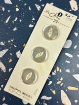 1980’s Le Chic White Pearlescent Buttons - Set of 3 - 7/8” - on card