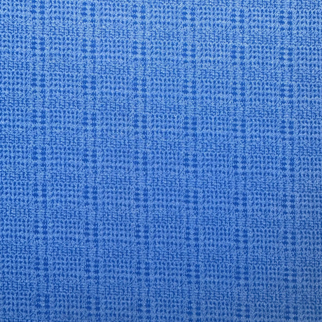 1970's Cornflower Blue with Dark Blue Plaid Polyester Double Knit Fabric (C10) - BTY