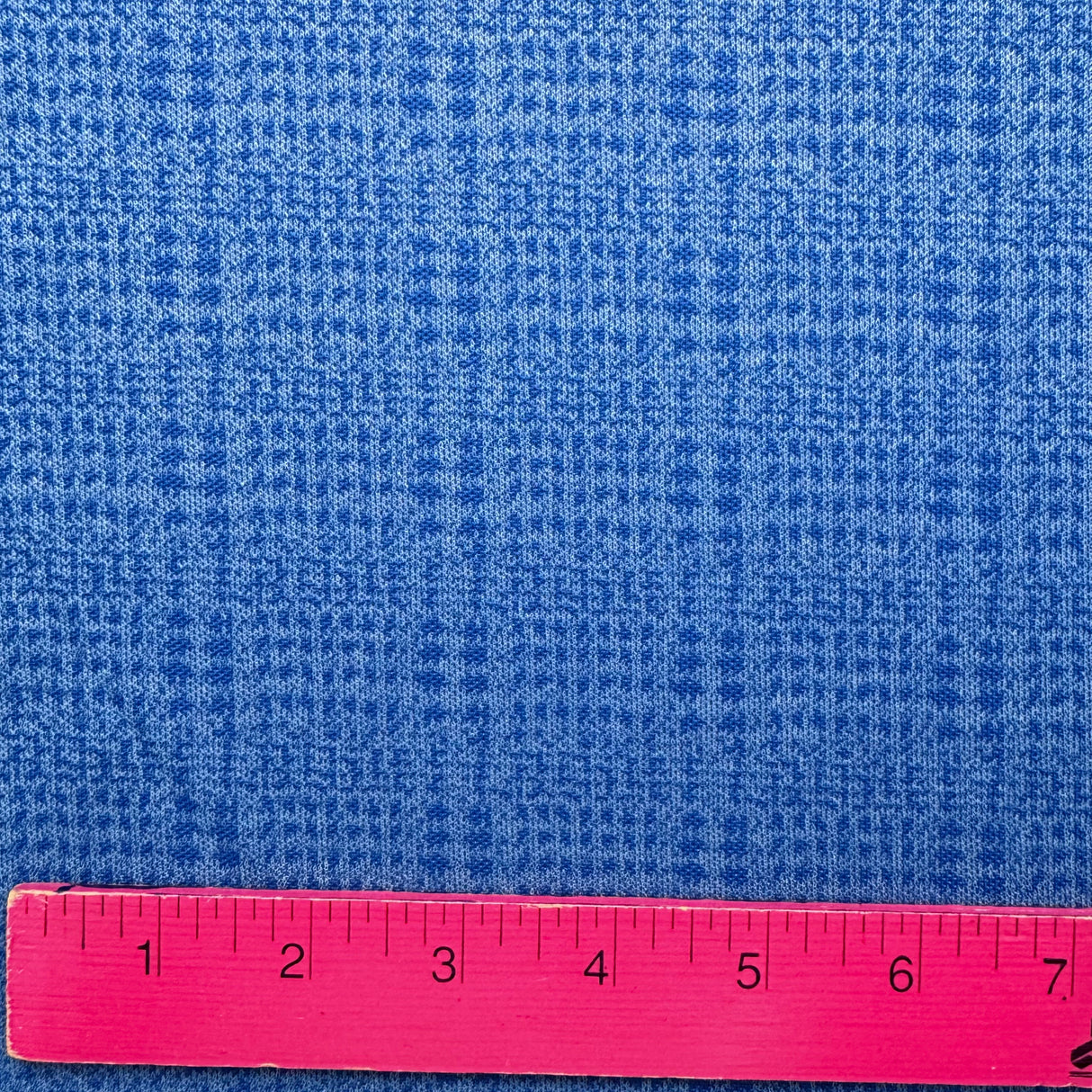 1970's Cornflower Blue with Dark Blue Plaid Polyester Double Knit Fabric (C10) - BTY