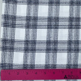 1970's Navy and White Plaid Polyester Fabric (C12) - BTY