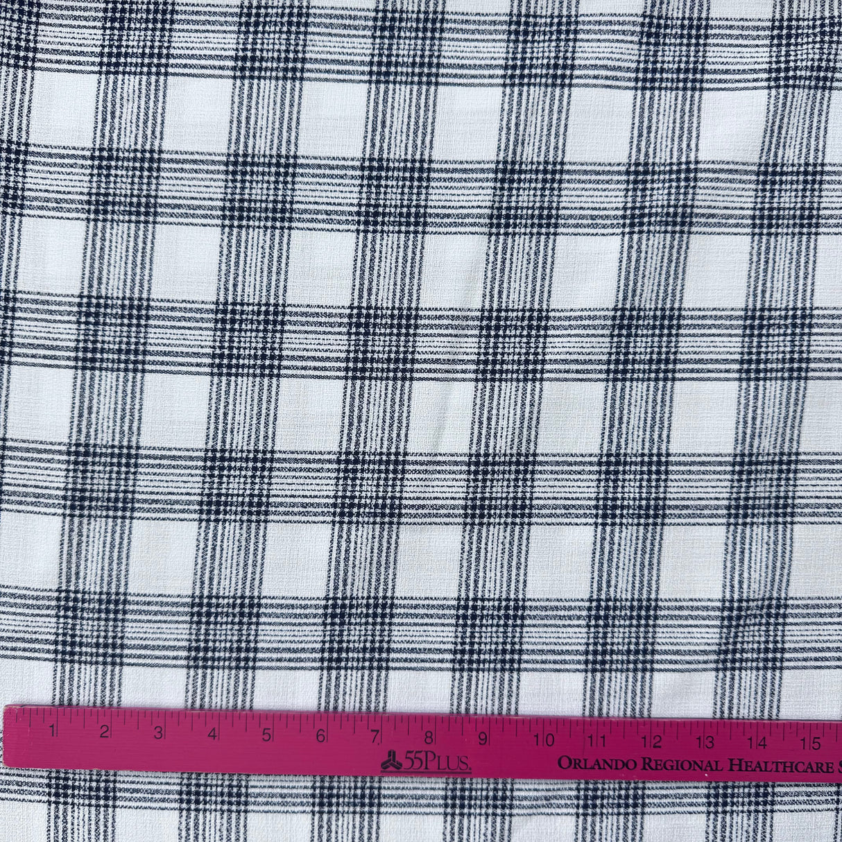 1970's Navy and White Plaid Polyester Fabric (C12) - BTY