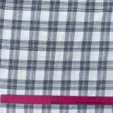 1970's Navy and White Plaid Polyester Fabric (C12) - BTY