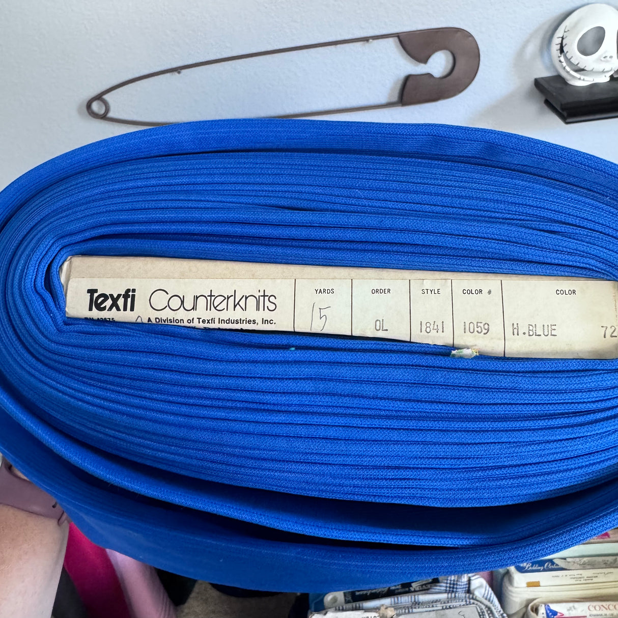 1970's Royal Blue Polyester Fabric by Texfi Counterknits (D4) - BTY