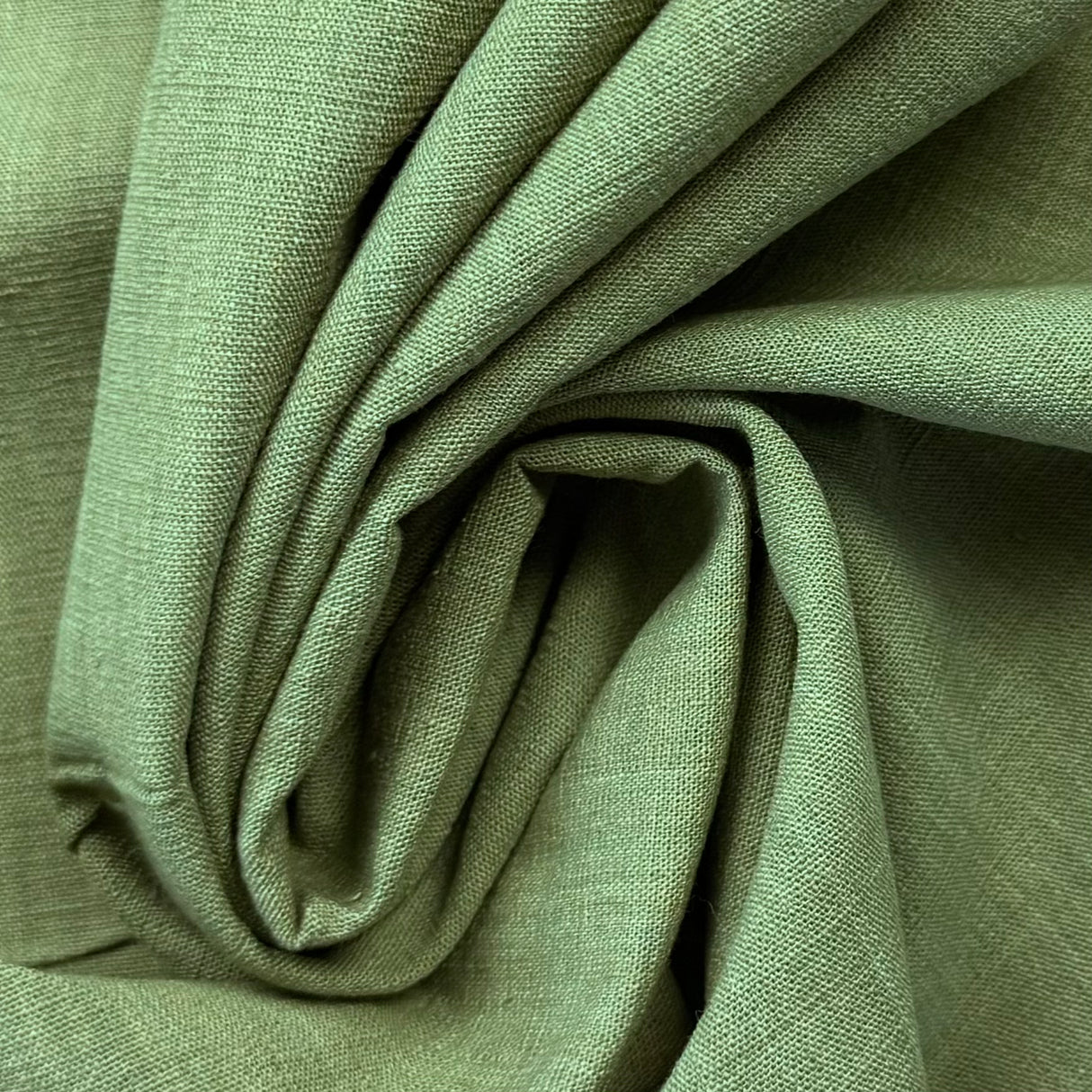 1970's Olive Green Cotton Blend Fabric (D5) - BTY