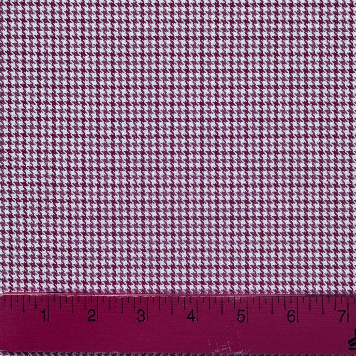 1970's Rose Cranberry and White Houndstooth Dacron Polyester and Nylon Blend Fabric by Burlington Klopman (D8) - BTY