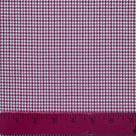 1970's Rose Cranberry and White Houndstooth Dacron Polyester and Nylon Blend Fabric by Burlington Klopman (D8) - BTY