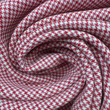 1970's Rose Cranberry and White Houndstooth Dacron Polyester and Nylon Blend Fabric by Burlington Klopman (D8) - BTY