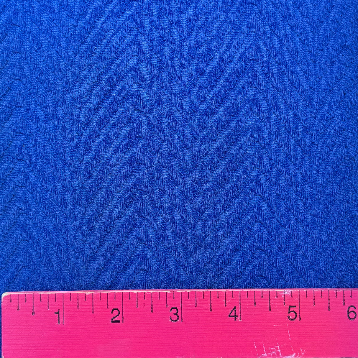 1970's Navy Blue Zig Zag Double Knit Polyester Fabric (D9) - BTY