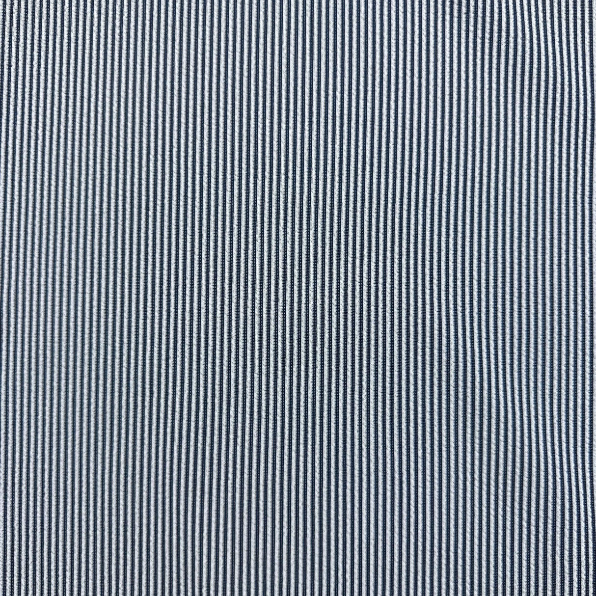 1970's White and Navy Stripe Double Knit Polyester Fabric (D10) - BTY