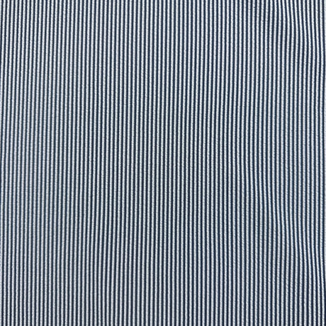 1970's White and Navy Stripe Double Knit Polyester Fabric (D10) - BTY