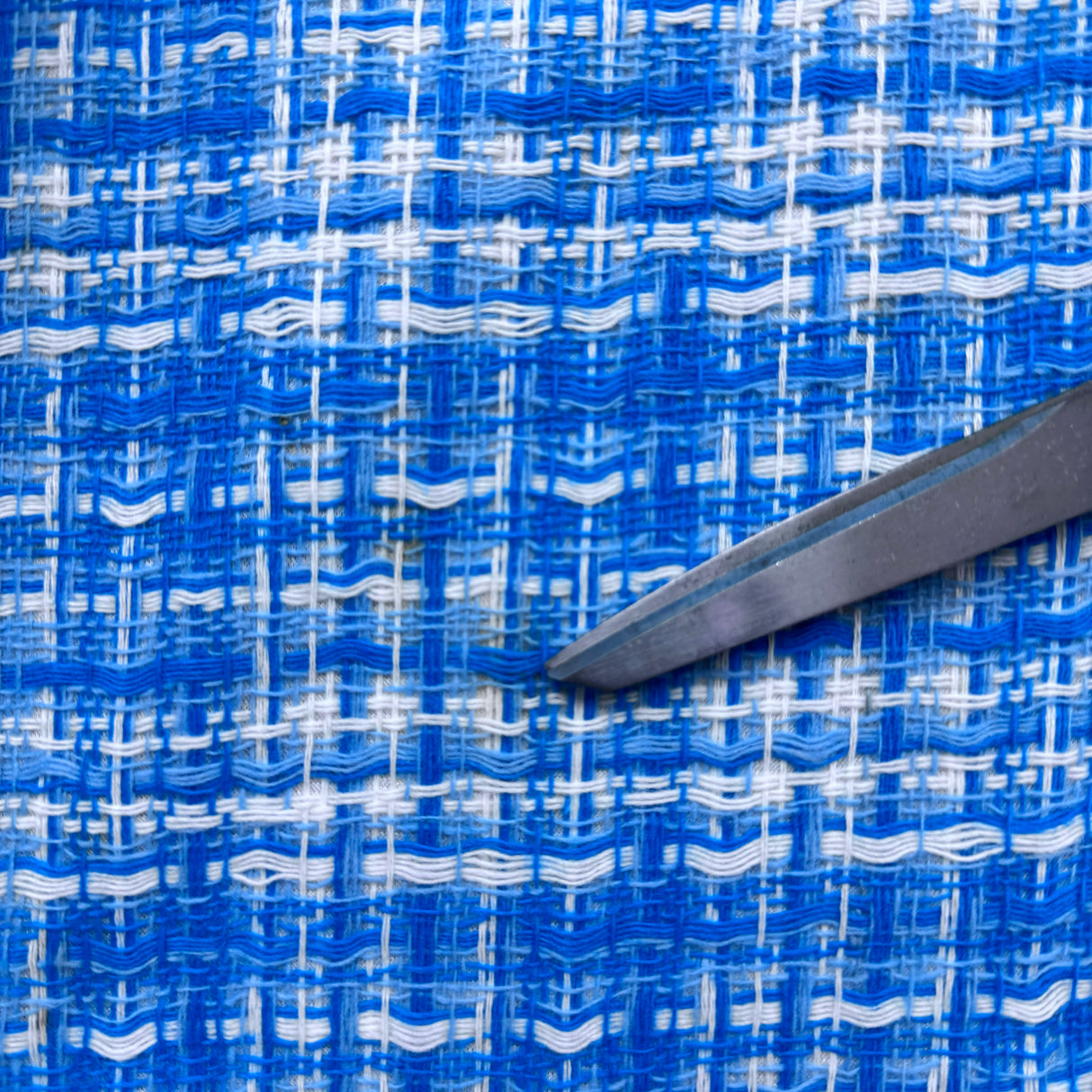 1970's Blue and White Plaid Acrylic Fabric with Acetate Back by Cohama (F4) - BTY