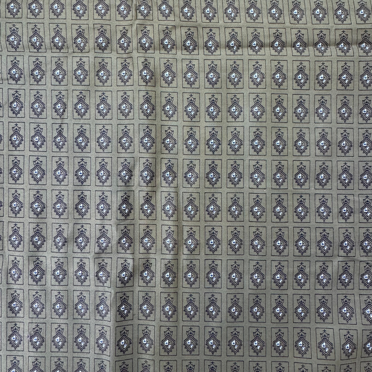 1960’s Olive Green with Crests Rayon Fabric