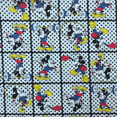 1990's Muscle Mickey Polyester Cotton Blend Fabric - BTY