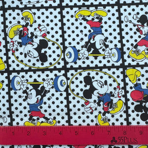 1990's Muscle Mickey Polyester Cotton Blend Fabric - BTY