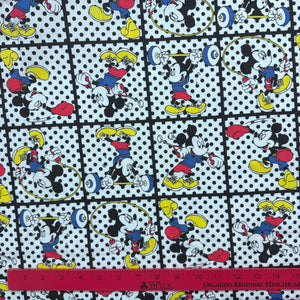 1990's Muscle Mickey Polyester Cotton Blend Fabric - BTY