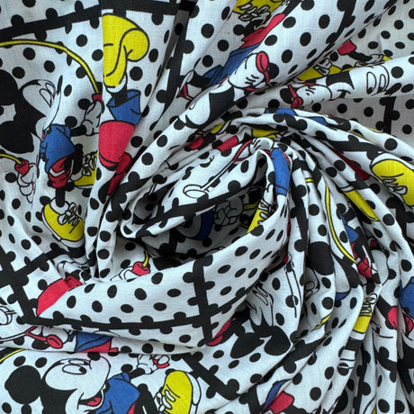 1990's Muscle Mickey Polyester Cotton Blend Fabric - BTY