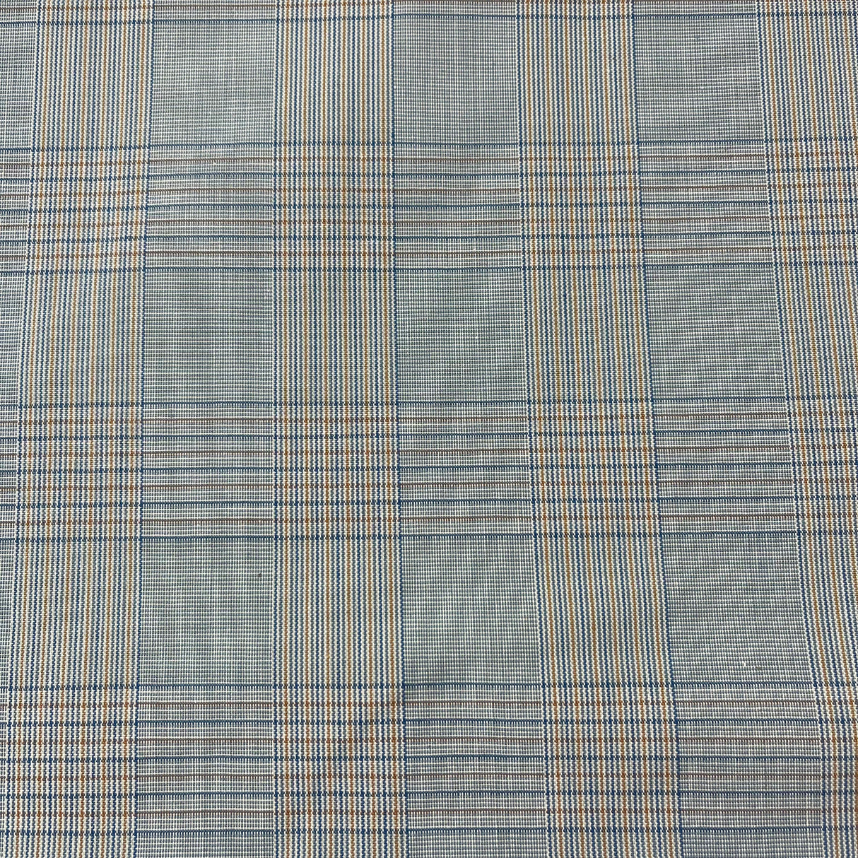 1960’s Blue and Yellow Plaid Suiting Fabric - Polyester Cotton Blend - BTY