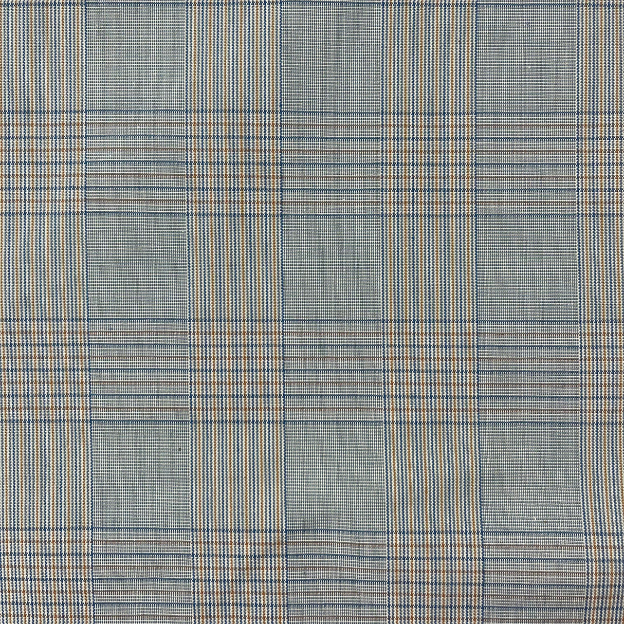 1960’s Blue and Yellow Plaid Suiting Fabric - Polyester Cotton Blend - BTY