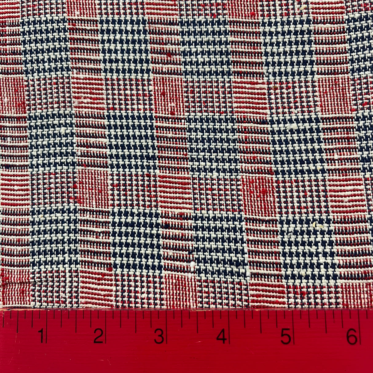 1960’s Red, White, and Blue Plaid Fabric - Cotton blend - BTY