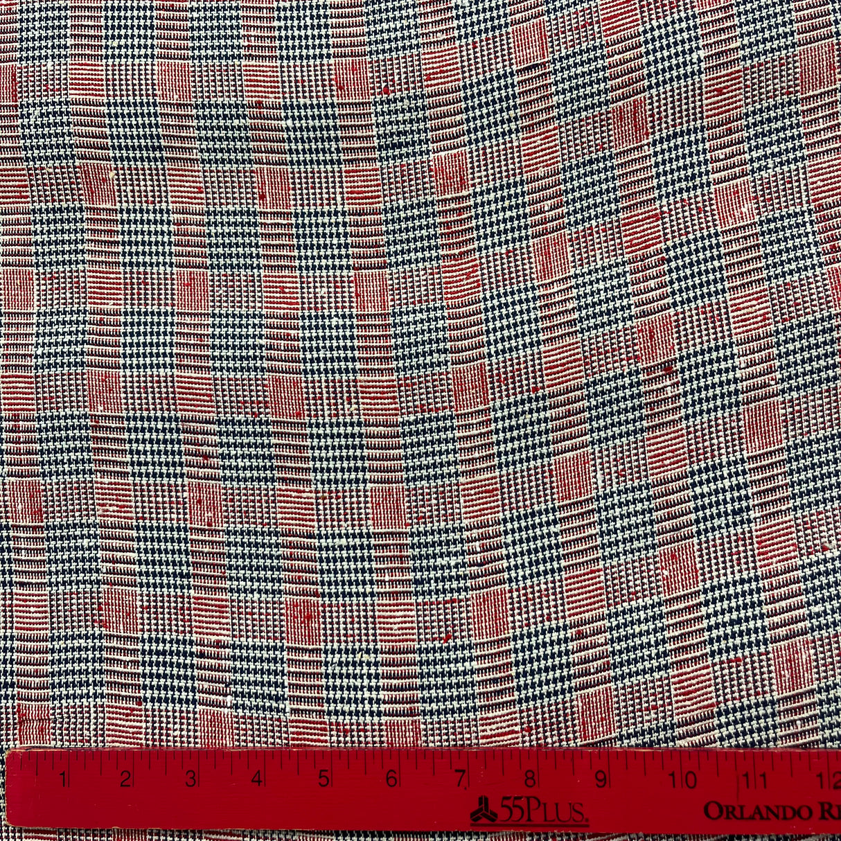 1960’s Red, White, and Blue Plaid Fabric - Cotton blend - BTY