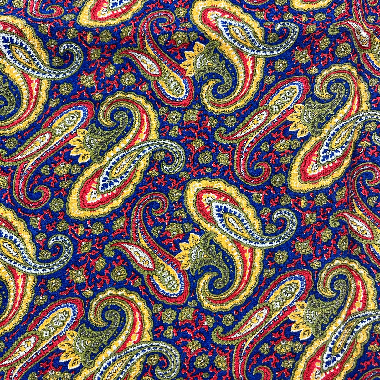 1970’s Bright Multicolor Paisley Crepe Fabric - Cotton/Poly Blend