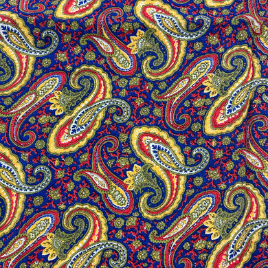 1970’s Bright Multicolor Paisley Crepe Fabric - Cotton/Poly Blend