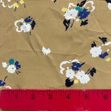 1970’s Mustard Yellow Base with Blue and White Flowers Fabric - Rayon crepe