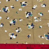 1970’s Mustard Yellow Base with Blue and White Flowers Fabric - Rayon crepe