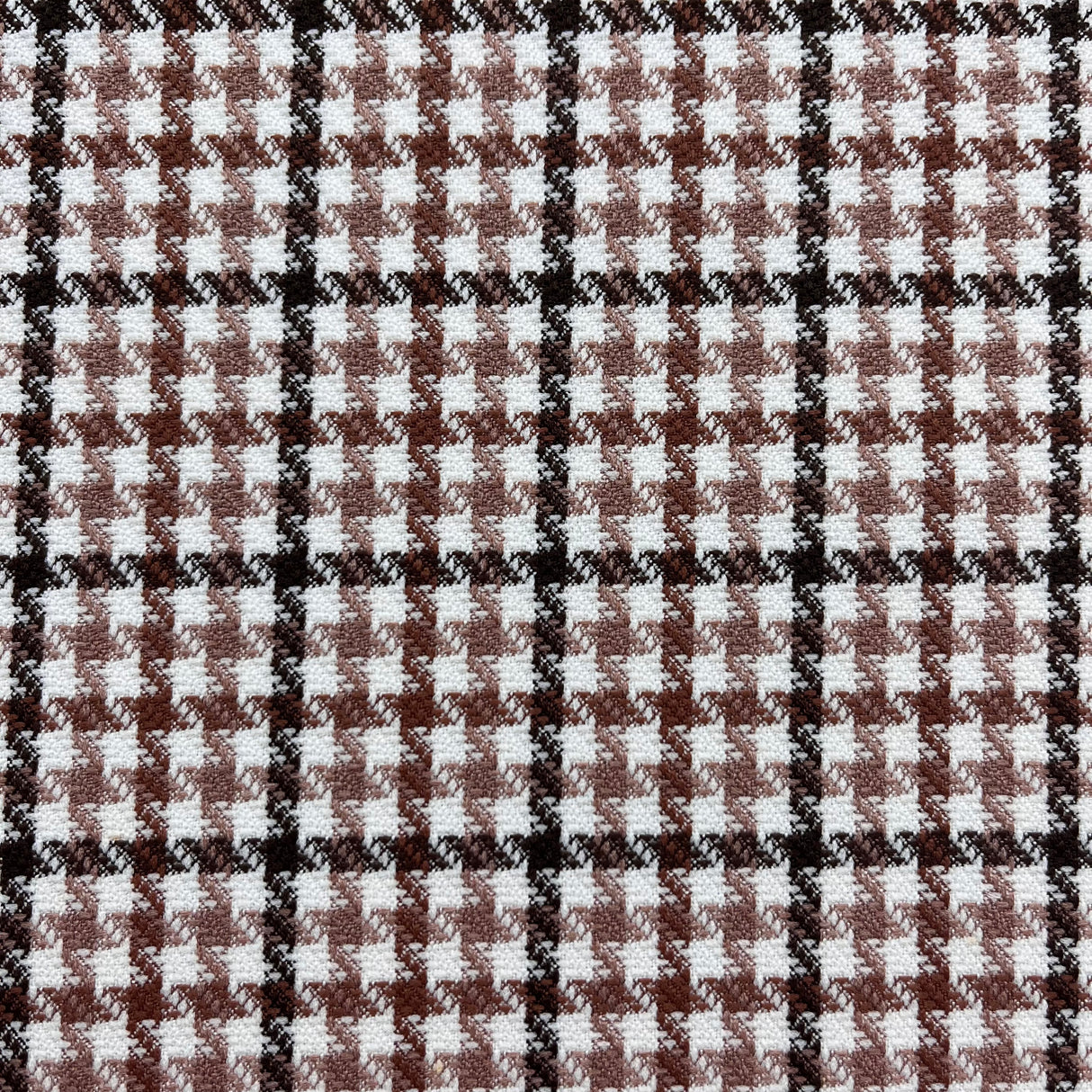 1970’s Brown and Black Houndstooth Fabric - Poly/Nylon Blend-BTY