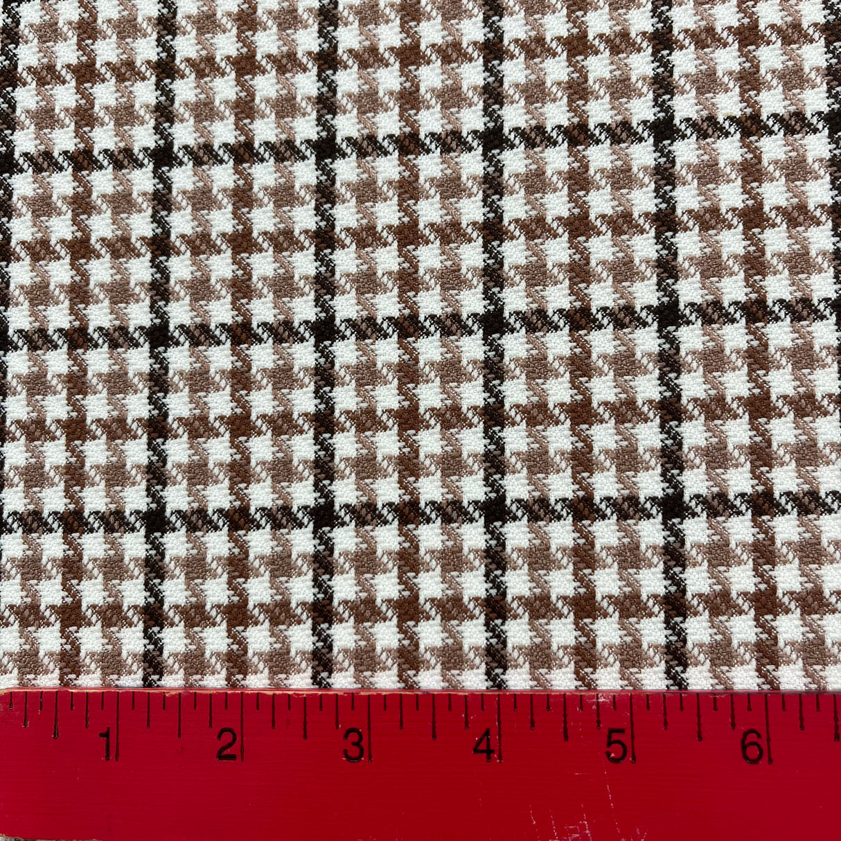 1970’s Brown and Black Houndstooth Fabric - Poly/Nylon Blend-BTY