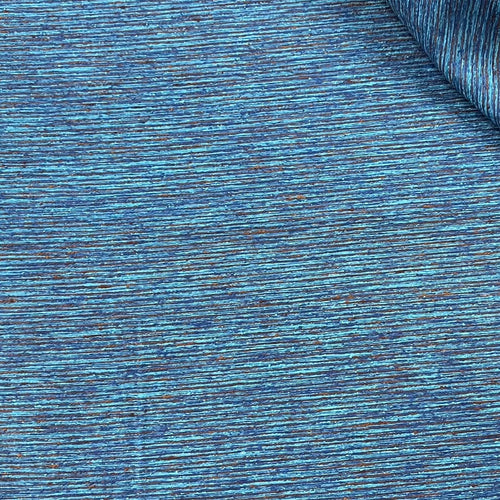 1970's Blue Threaded texture Synthetic Fabric- BTY