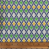 1970’s Green, Blue and Yellow Diamond Double Knit Polyester - BTY