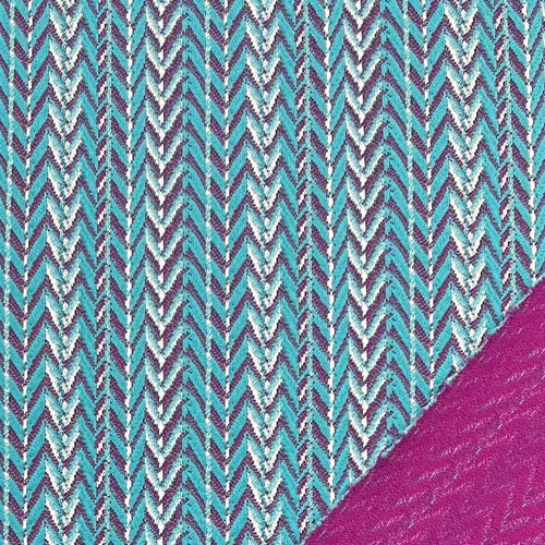 1970's Bright Blue and Purple Herringbone Fabric- Double Knit Polyester - BTY