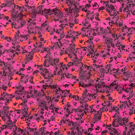 1960’s Purple and Pink Floral Cotton fabric (P54)