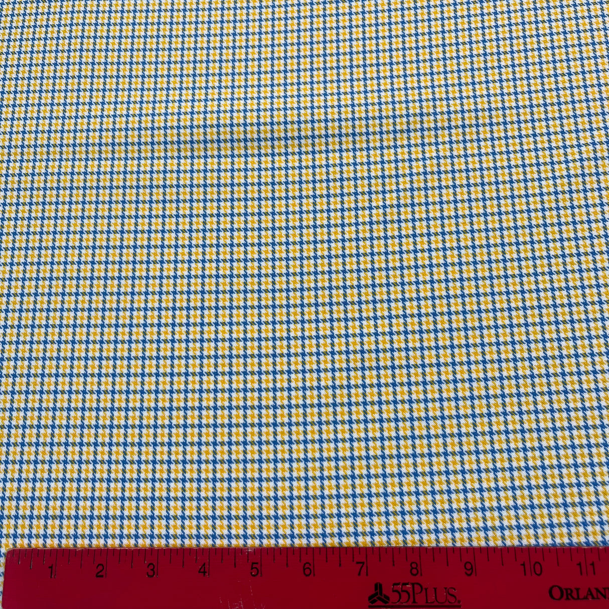 1970’s Burlington Yellow and Blue Plaid Fabric - Poly/Nylon - BTY (H11)