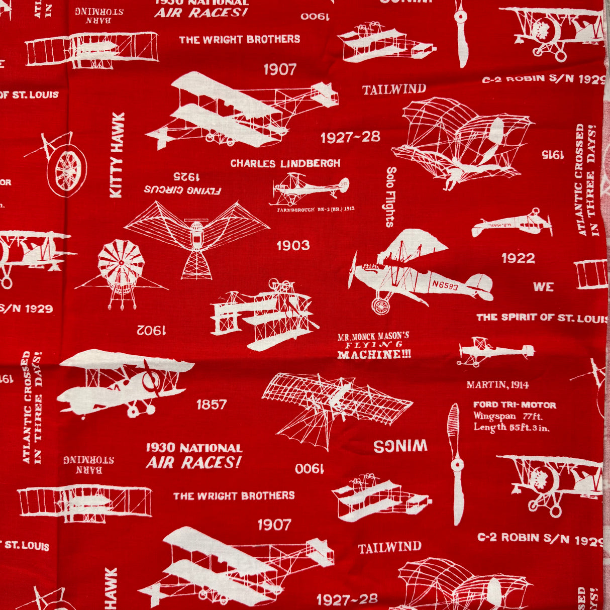 1950’s Airplane Novelty Print Cotton blend fabric (P62)