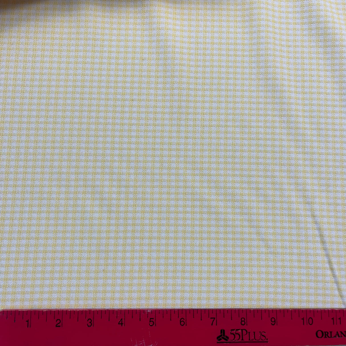 1970’s Yellow and White Gingham Double Knit Polyester Fabric - BTY