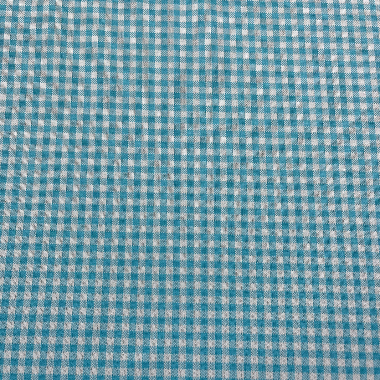 1960’s Blue and White Gingham Fabric - Double Knit Polyester - BTY