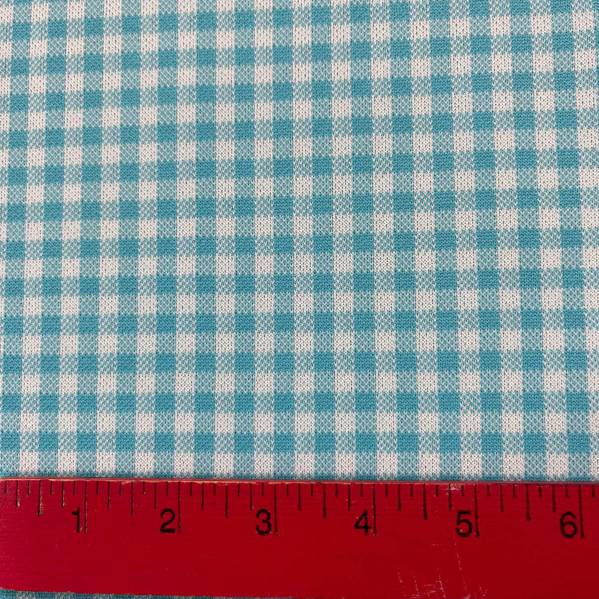 1960’s Blue and White Gingham Fabric - Double Knit Polyester - BTY