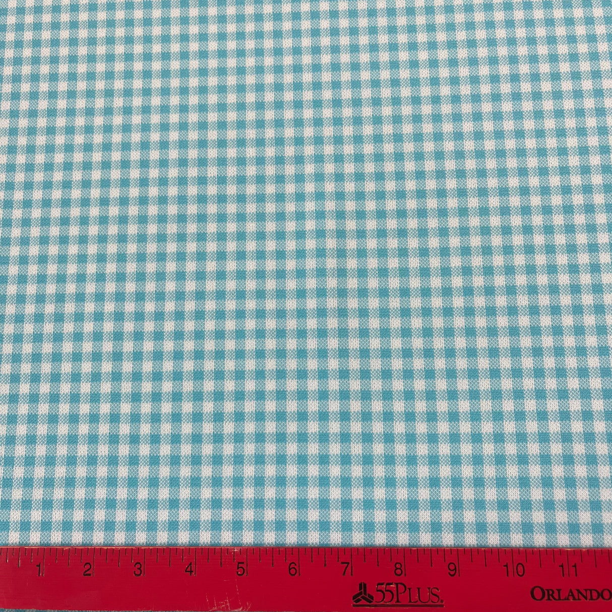 1960’s Blue and White Gingham Fabric - Double Knit Polyester - BTY