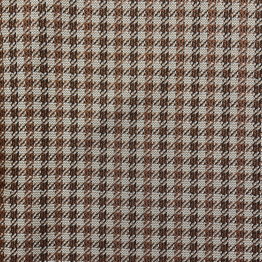 1970's Brown Houndstooth Fabric- Double Knit Polyester - BTY