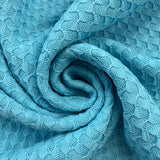 1970's Ocean Blue Waffle Knit Fabric