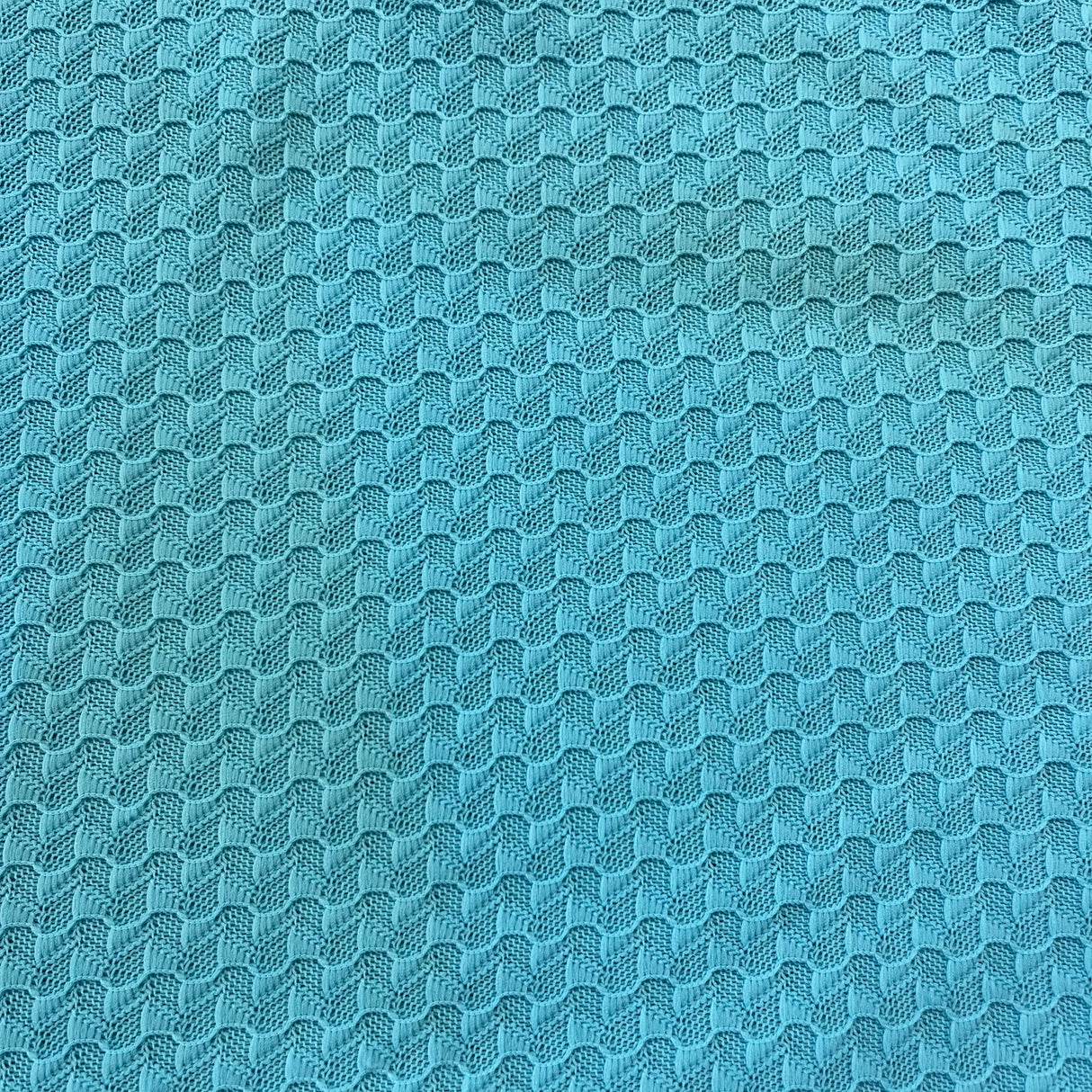 1970's Ocean Blue Waffle Knit Fabric