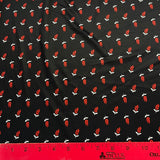 1970's Black with Red Wheat Print Fabric - Polyester - BTY (G9)