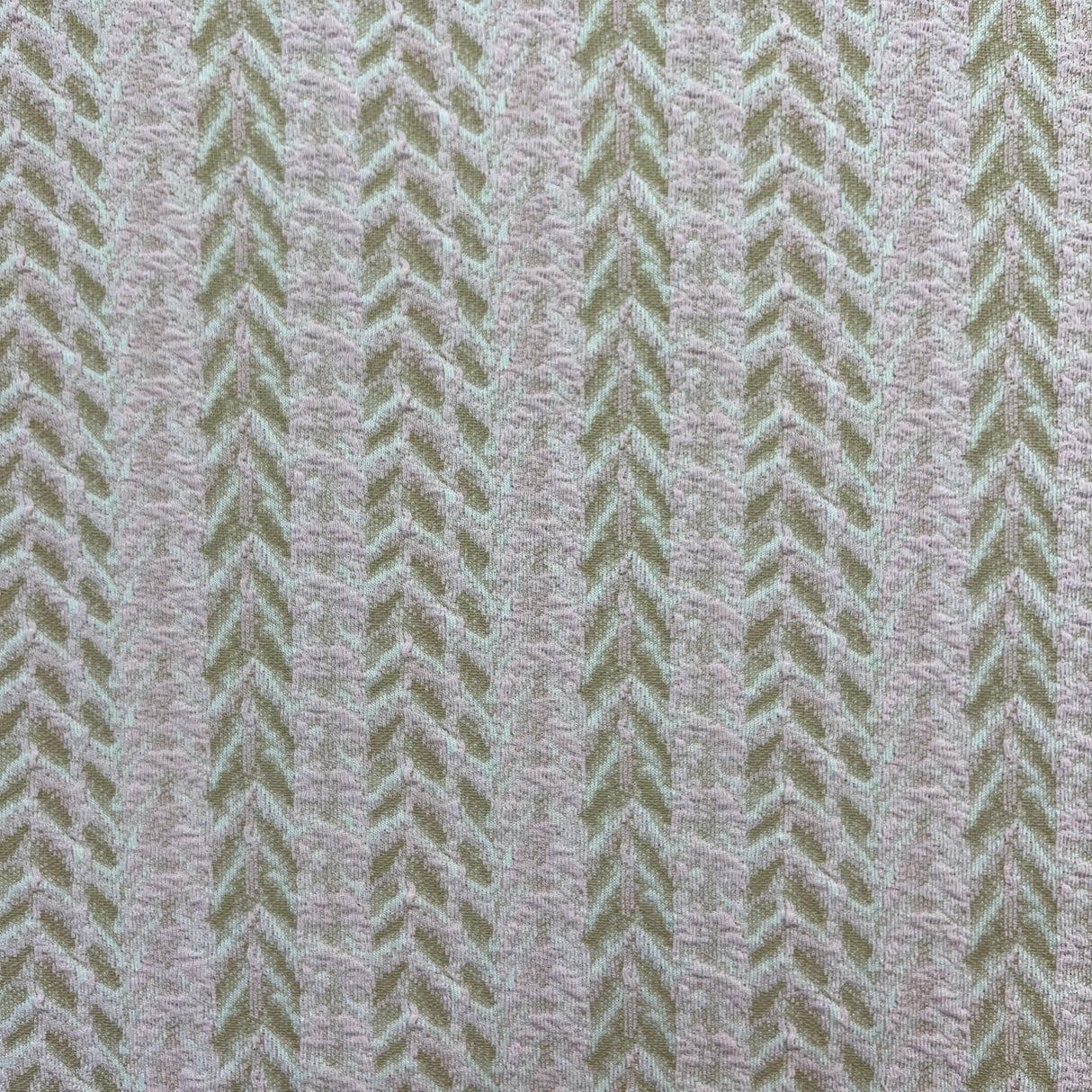 1970's Pink and Tan Herringbone Polyester Fabric - BTY